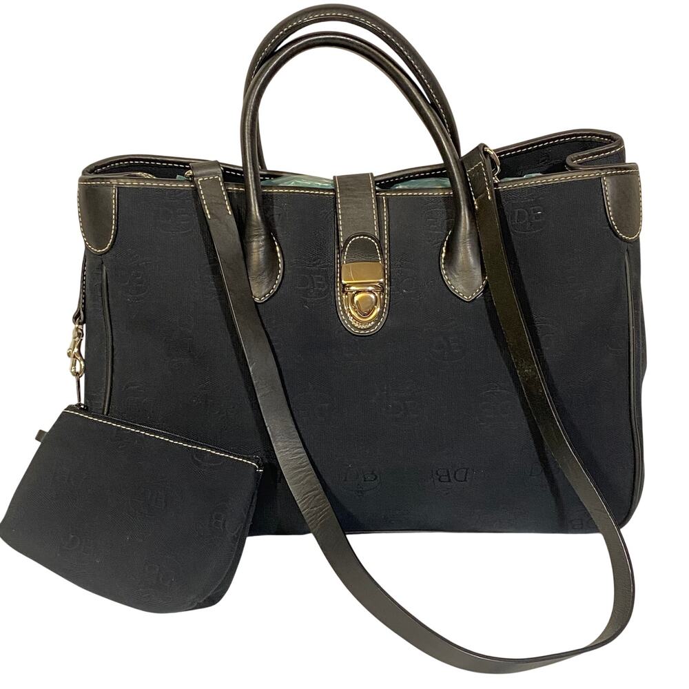 Dooney Bourke Signature Tote Bag Double Handle Bag Purse Shoulder Strap Black